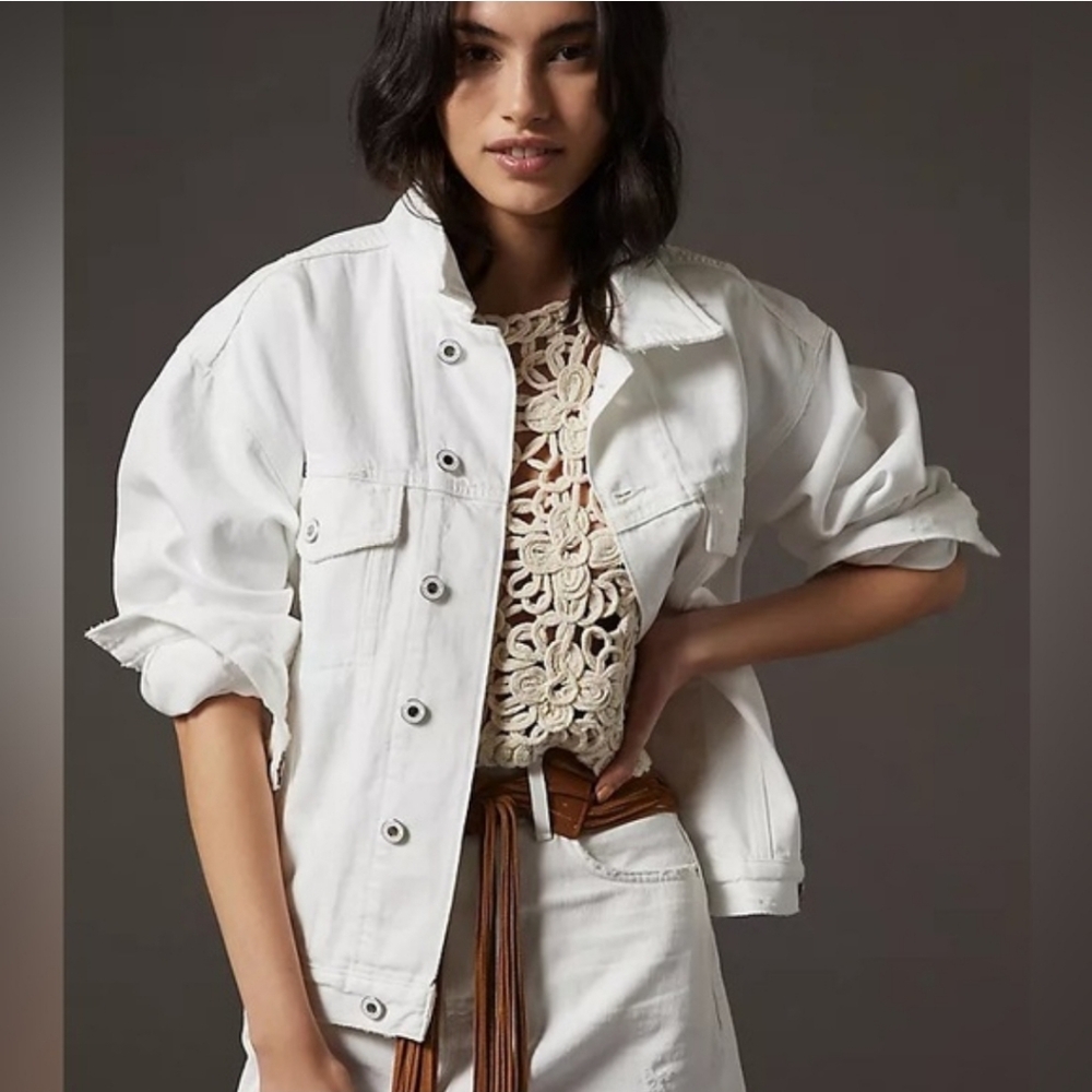 FAVORITE DAUGHTER The Otto Boyfriend Jacket Distressed Oversized Whistler Wash